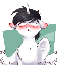 Size: 2200x2500 | Tagged: safe, artist:glumarkoj, oc, oc only, oc:shiron, alicorn, pony, alicorn oc, blushing, high res, horn, male, simple background, solo, stallion, transparent background, wings