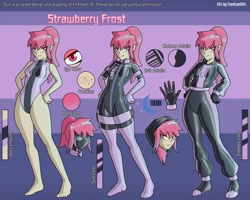 Size: 2500x2000 | Tagged: safe, artist:devillustart, oc, oc:strawberry frost(fireverse), human, equestria girls, g4, alternate universe, clothes, fireheart76's latex suit design, gloves, humanized, humanized oc, latex, latex boots, latex gloves, latex suit, prisoners of the moon, reference sheet, rubber, rubber boots, rubber gloves, rubber suit