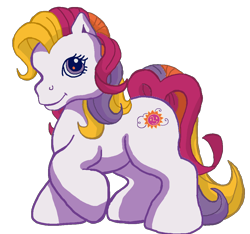 Size: 1024x959 | Tagged: safe, artist:anscathmarcach, artist:collegeman1998, sunny daze (g3), earth pony, pony, g3, chonk, cute, female, g3 dazeabetes, mare, raised hoof, raised leg, simple background, smiling, solo, transparent background