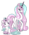 Size: 827x1008 | Tagged: safe, artist:frenchyunicorn, galarian ponyta, galarian rapidash, pony, ponyta, rapidash, unicorn, base used, base:sleepymoss, crossover, duo, female, filly, foal, horn, mare, png, pokémon, ponified, simple background, transparent background