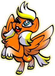 Size: 429x589 | Tagged: safe, artist:kharmacal, oc, oc only, oc:candy corn, pegasus, pony, :3, colored wings, flying, leg gradient, old art, simple background, solo, transparent background, two toned hair, two toned wings, unshorn fetlocks, wings