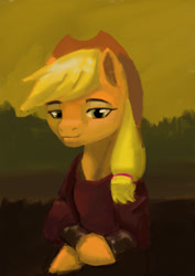 Size: 827x1169 | Tagged: safe, artist:thekramer, applejack, g4, fine art parody, mona lisa, old art