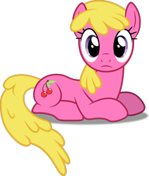 Size: 4118x4866 | Tagged: safe, artist:firlin123, cherry berry, earth pony, pony, g4, .svg available, background pony, female, looking at you, lying down, mare, prone, simple background, solo, svg, transparent background, vector