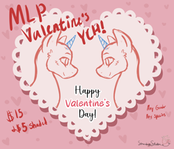 Size: 3500x3000 | Tagged: safe, artist:strawberrywolv, oc, pony, any gender, any species, commission, couple, duo, heart, holiday, looking at each other, looking at someone, valentine, valentine's day, your character here