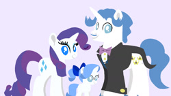 Size: 1280x720 | Tagged: safe, artist:mlplary6, fancypants, rarity, oc, oc:jewel, pony, unicorn, g4, bow, female, filly, foal, hair bow, horn, male, mare, offspring, parent:fancypants, parent:rarity, parents:raripants, ship:raripants, shipping, stallion, straight, trio