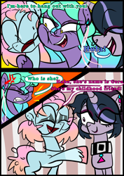 Size: 1240x1754 | Tagged: safe, artist:jully-park, oc, oc only, oc:charlotte parker, oc:ella evans, oc:gera garcia, earth pony, pegasus, pony, unicorn, comic:how i meet my chaotic friends, comic, horn