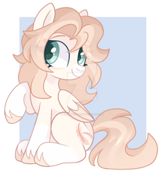 Size: 1280x1352 | Tagged: safe, artist:cinnamontee, oc, oc:cin, pegasus, pony, deviantart watermark, female, mare, obtrusive watermark, raised hoof, sitting, solo, watermark