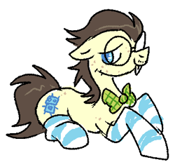 Size: 371x343 | Tagged: safe, artist:muffinz, gizmo, earth pony, pony, g4, bowtie, clothes, glasses, simple background, socks, solo, striped socks, white background