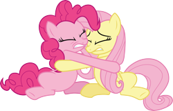 Size: 4678x3000 | Tagged: safe, artist:cloudy glow, fluttershy, pinkie pie, earth pony, pegasus, pony, g4, duo, duo female, exploitable meme, female, huddle, mare, meme, same voice actor, simple background, transparent background, vector