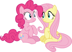 Size: 4188x3000 | Tagged: safe, artist:cloudy glow, fluttershy, pinkie pie, earth pony, pegasus, pony, g4, duo, duo female, exploitable meme, female, mare, meme, same voice actor, simple background, transparent background, vector