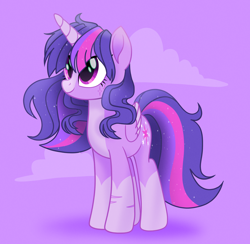 Size: 3334x3248 | Tagged: safe, artist:pastacrylic, twilight sparkle, alicorn, pony, g4, my little pony: the movie, alternate design, alternate hairstyle, colored belly, colored fetlocks, colored wings, female, mare, movie accurate, scar, solo, twilight sparkle (alicorn), wings