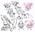 Size: 1842x1704 | Tagged: safe, artist:pastacrylic, oc, oc only, oc:aster dreamweaver, oc:gaelle (griffon), earth pony, griffon, pony, amputee, front view, griffon oc, simple background, sketch, sketch dump, white background