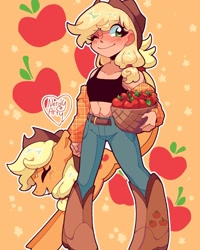 Size: 1152x1440 | Tagged: safe, artist:nerdy_arty_, applejack, human, g4, humanized