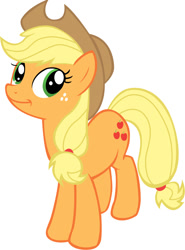 Size: 709x960 | Tagged: artist needed, safe, applejack, earth pony, pony, g4, cute, female, full body, mare, simple background, solo, white background