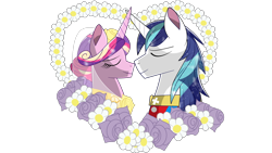 Size: 1920x1080 | Tagged: safe, princess cadance, shining armor, alicorn, unicorn, a canterlot wedding, g4, my little pony: friendship is magic, female, flower, horn, love, male, mare, stallion