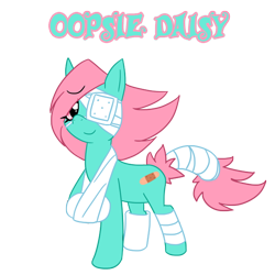 Size: 600x600 | Tagged: safe, artist:drcrafty, oc, oc only, oc:oopsie daisy, earth pony, pony, bandage, female, injured, mare, simple background, solo, transparent background