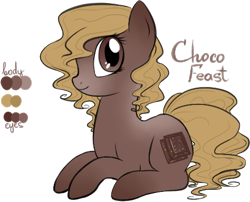 Size: 474x383 | Tagged: safe, artist:lisaorise, oc, oc only, oc:choco feast, earth pony, pony, chocolate, female, food, lying down, mare, prone, simple background, solo, transparent background