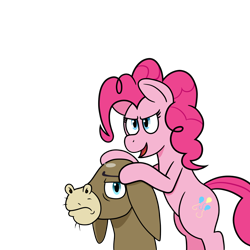 Size: 1500x1500 | Tagged: safe, artist:scraggleman, cranky doodle donkey, pinkie pie, pony, g4, bald, cutie mark, pinktober, simple background, transparent background