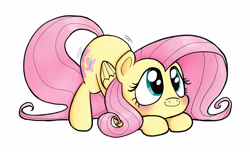 Size: 2784x1708 | Tagged: safe, artist:shychamomile, fluttershy, pegasus, pony, g4, ass up, cute, face down ass up, female, mare, shyabetes, simple background, solo, white background, wings