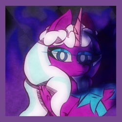 Size: 1500x1500 | Tagged: safe, artist:cloud artist, opaline arcana, alicorn, pony, g5, abstract background, female, mare, passepartout, solo