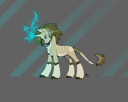 Size: 2560x2051 | Tagged: safe, artist:lilitepsilon, oc, oc only, oc:valsie, classical unicorn, pony, unicorn, angry, cloven hooves, horn, jewelry, leonine tail, magic, ring, solo, tail, tail ring, unshorn fetlocks