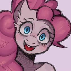 Size: 2000x2000 | Tagged: safe, artist:samirachuni, part of a set, pinkie pie, anthro, g4, bust, female, high res, looking at you, open mouth, portrait, simple background, smiling, solo