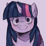 Size: 2000x2000 | Tagged: safe, artist:samirachuni, part of a set, twilight sparkle, pony, unicorn, g4, bust, female, high res, horn, looking at you, portrait, simple background, smiling, solo