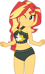 Size: 1079x1786 | Tagged: safe, artist:star-armour95, artist:yaya54320bases, sunset shimmer, human, equestria girls, equestria girls specials, g4, my little pony equestria girls: better together, my little pony equestria girls: forgotten friendship, bare shoulders, beautiful, belly, belly button, bikini, breasts, busty sunset shimmer, clothes, cute, female, midriff, one eye closed, shimmerbetes, simple background, smiling, solo, sunset shimmer's beach shorts swimsuit, swimsuit, transparent background, vector, wink, woman