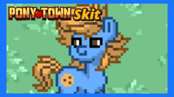 Size: 2266x1273 | Tagged: safe, oc, oc only, oc:blue cookie, earth pony, pony, pony town, bedroom eyes, earth pony oc, link in description, looking back, male, smiling, smirk, stallion, youtube link, youtube thumbnail