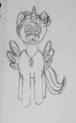 Size: 1484x2399 | Tagged: safe, artist:the skylar, oc, oc:the skylar, alicorn, :3, alicorn oc, horn, simple, sketch, solo, stallion oc, traditional art, wings