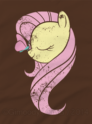 Size: 436x590 | Tagged: safe, artist:gimoody, fluttershy, butterfly, pony, g4, 2014, artifact, eyes closed, head only