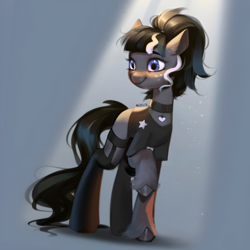 Size: 2000x2000 | Tagged: source needed, useless source url, safe, artist:505p0ni, oc, oc only, earth pony, pony, choker, clothes, female, garter straps, garters, mare, smiling, socks, solo, unshorn fetlocks