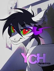 Size: 1765x2327 | Tagged: safe, artist:teturirusu, oc, pony, any gender, any race, any species, bust, commission, commission open, portrait, solo, sombra eyes, your character here