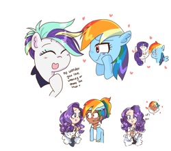 Size: 2003x1759 | Tagged: safe, artist:fluttereinites, rainbow dash, rarity, human, pony, g4, alternate hairstyle, female, humanized, lesbian, punk, raripunk, ship:raridash, shipping, thought bubble