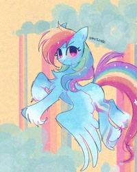 Size: 1638x2048 | Tagged: safe, artist:petaltwinkle, rainbow dash, pony, g4, cloud, solo