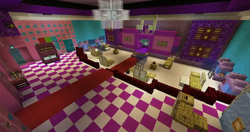 Size: 640x339 | Tagged: safe, artist:new leaf, g5, 3d, carpet, indoors, mane melody (location), minecraft, no pony, red carpet, salon, stage