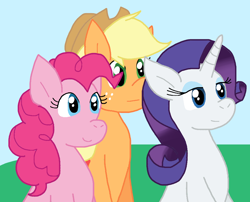 Size: 970x783 | Tagged: safe, artist:cmara, applejack, pinkie pie, rarity, g4, female, trio, trio female