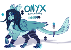 Size: 1414x1000 | Tagged: safe, artist:theartfox2468, oc, oc:jade gemstone, dragon, griffon, star au, chest fluff, clothes, description is relevant, dragon hybrid, dragon oc, ear fluff, ear piercing, earring, emo, fangs, female, goth, griffon oc, hybrid oc, interspecies offspring, jewelry, nail polish, non-pony oc, offspring, parent:gabby, parent:spike, parents:spabby, piercing, redesign, reference sheet, simple background, socks, solo, spiked wristband, story included, striped socks, white background, wristband