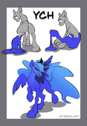 Size: 1640x2360 | Tagged: safe, artist:stirren, princess luna, alicorn, goo, goo pony, original species, pony, g4, bondage, butt, comic, commission, encasement, female, living latex, male, male to female, mare, passepartout, plot, possessed, possession, rule 63, stallion, trap, your character here