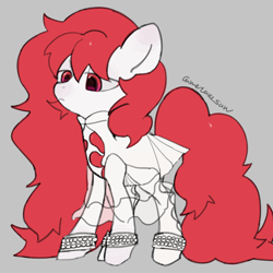 Size: 4096x4096 | Tagged: safe, artist:metaruscarlet, earth pony, pony, clothes, gray background, houseki no kuni, land of the lustrous, padparadscha (houseki no kuni), ponified, simple background, solo