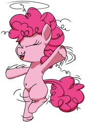 Size: 1418x2041 | Tagged: safe, artist:xppp1n, pinkie pie, g4, eyes closed, female, filly, foal, happy, simple background, smiling, solo, spinning, transparent background