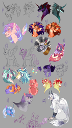 Size: 2024x3600 | Tagged: safe, artist:bunnari, flam, flim, king sombra, maud pie, pharynx, princess cadance, thorax, trixie, oc, oc:amanita, oc:electro, oc:gleaming soar, oc:mag pie, alicorn, changeling, earth pony, hybrid, pegasus, pony, siren, storm creature, unicorn, zebra, bad end au, g4, alternate hairstyle, baby, baby pony, brothers, colt, fangs, female, flim flam brothers, foal, good king sombra, hair over eyes, horn, horn ring, horns, interspecies offspring, lesbian, magical lesbian spawn, male, mare, mirror universe, offspring, parent:adagio dazzle, parent:captain hoofbeard, parent:gilda, parent:lily, parent:lily valley, parent:maud pie, parent:queen chrysalis, parent:storm king, parent:trixie, parents:gildastorm, parents:hoofdazzle, parents:lilyalis, parents:mauxie, ring, ship:mauxie, shipping, siblings, stallion