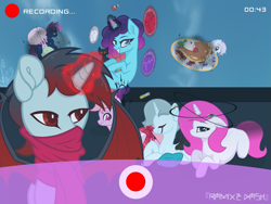 Size: 4115x3088 | Tagged: safe, artist:ramixe dash, misty brightdawn, oc, oc:blue chewings, oc:crystal heart g5, oc:dark stars (g5), oc:lightning stars, oc:osiris eclipse, oc:shine glitter, earth pony, pegasus, pony, unicorn, g4, g5, alternate universe, base used, female, g5 to g4, generation leap, horn, male, mare, stallion