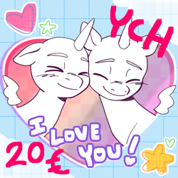 Size: 2048x2048 | Tagged: safe, artist:l211art, pony, any gender, commission, duo, heart, holiday, nuzzling, valentine, valentine's day, your character here