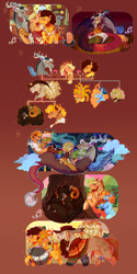 Size: 3744x7500 | Tagged: safe, artist:bunnari, artist:estories, artist:rjdetonador97, applejack, cheese sandwich, discord, oc, oc:animal style triple hayburger, oc:cheer-up-buttercup, oc:jack-of-all-trades, oc:jamboree jubilee, oc:tatterdemalion, oc:toast sandwich, draconequus, earth pony, hybrid, watcherverse, apron, cheek kiss, cheesejack, chest fluff, clothes, colt, cooking, egg, family tree, father and child, female, filly, foal, food, forked tongue, gay, glasses, guitar, interspecies offspring, kissing, kitchen, licking, licking lips, male, mare, musical instrument, next generation, offspring, parent:applejack, parent:cheese sandwich, parent:discord, parents:applecord, parents:cheesecord, parents:cheesejack, playing instrument, polygamy, ship:applecord, ship:cheesecord, shipping, straight, tongue out