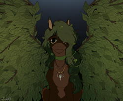 Size: 2500x2057 | Tagged: safe, artist:zuko, oc, oc only, earth pony, crying, gradient background, leafy wings, leaves, solo, wings