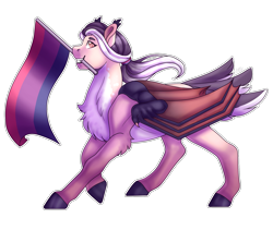 Size: 1900x1600 | Tagged: safe, artist:plixine, oc, oc only, bat pony, pony, bisexual pride flag, female, mare, open mouth, pride, pride flag, simple background, solo, transparent background