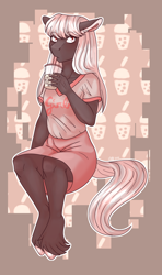 Size: 2048x3464 | Tagged: safe, artist:plixine, oc, anthro, unguligrade anthro, clothes, female, shirt, skirt, solo