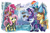 Size: 2880x1920 | Tagged: safe, artist:lytlethelemur, applejack, fluttershy, pinkie pie, rainbow dash, rarity, twilight sparkle, alicorn, earth pony, pegasus, pony, unicorn, g4, bag, castle, clothes, dungeons and dragons, horn, mane six, musical instrument, pen and paper rpg, rpg, saddle bag, shield, spyglass, twilight sparkle (alicorn), wings