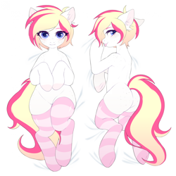 Size: 1920x1920 | Tagged: safe, artist:tnobulin, oc, oc only, oc:pilot light, earth pony, pony, :p, body pillow, body pillow design, butt freckles, clothes, female, freckles, mare, short hair, socks, solo, striped socks, tongue out